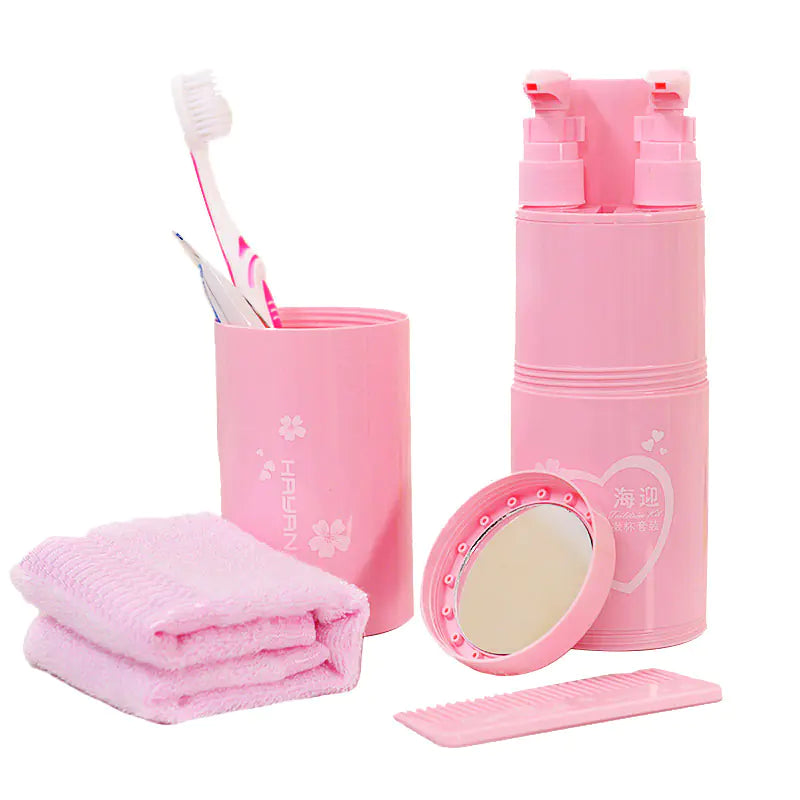 Travel Toiletry Cup Set with Portable Toothbrush Case