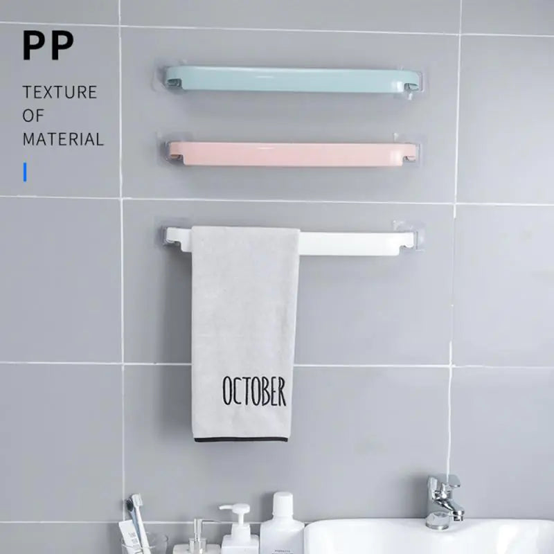 No-Drill Bathroom Towel Rack - Strong Plastic Storage