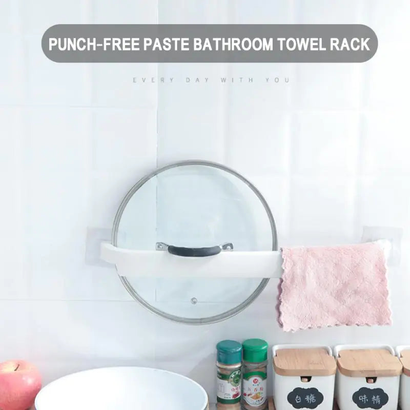 No-Drill Bathroom Towel Rack - Strong Plastic Storage